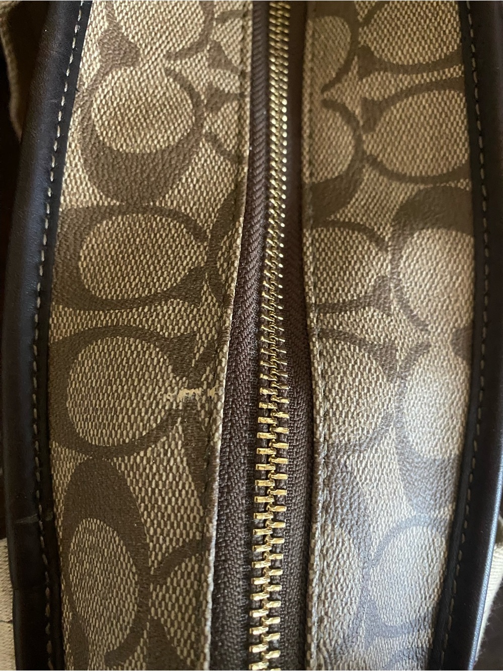 Coach Heritage Khaki Chestnut Coated Canvas Tote - Picture 11 of 14